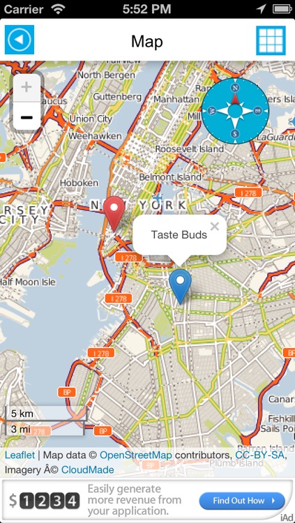 New York offline road map, guide & hotels (FREE edition)