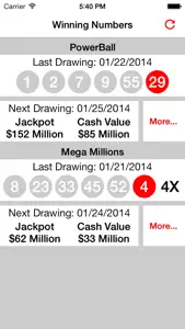 Lottery - PowerBall and Mega Millions Lotto Results screenshot #1 for iPhone