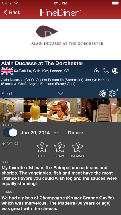 FineDiner - your restaurant journal