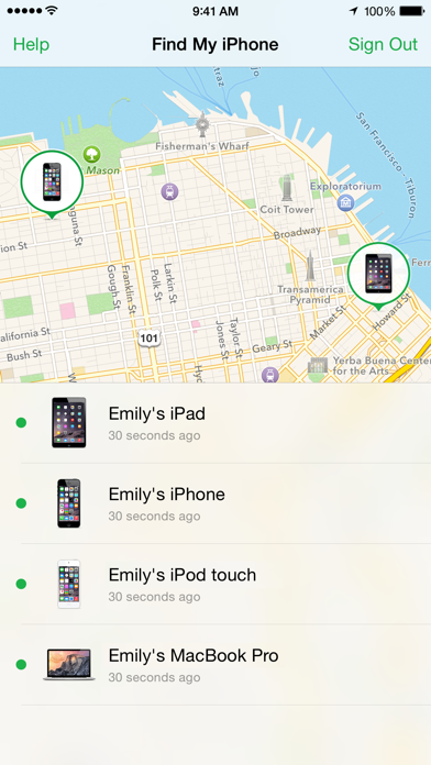 iPhoneを探す のスクリーンショット