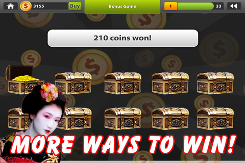 Samurai – Geisha Japan Slots FREE – Spin the Warrior Bonus Casino Wheel , Big Win Jackpot Payout screenshot 4