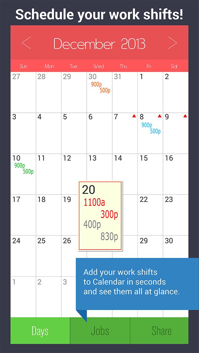カレンダー Pro - 仕事のシフト管理者 screenshot1