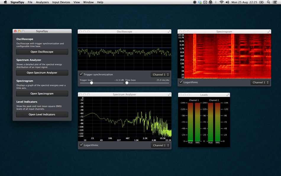 SignalSpy - Audio Oscilloscope, Frequency Spectrum Analyzer, and more for Mac OS X - 1.1 - (macOS)