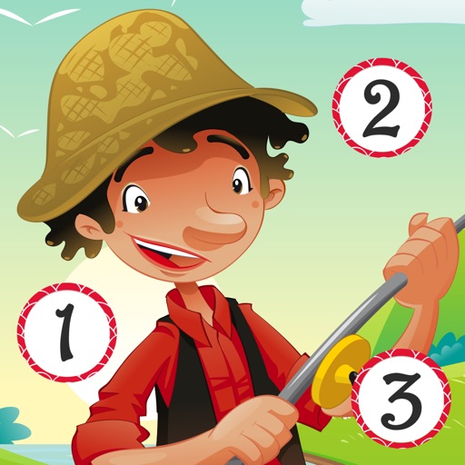 123 Fishing Counting Game for Children: Learn to count the numbers 1-10 with a fisher boy icon