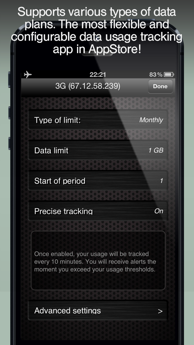 Download Meter - track Data Usage and avoid Data Plan Overage Screenshot