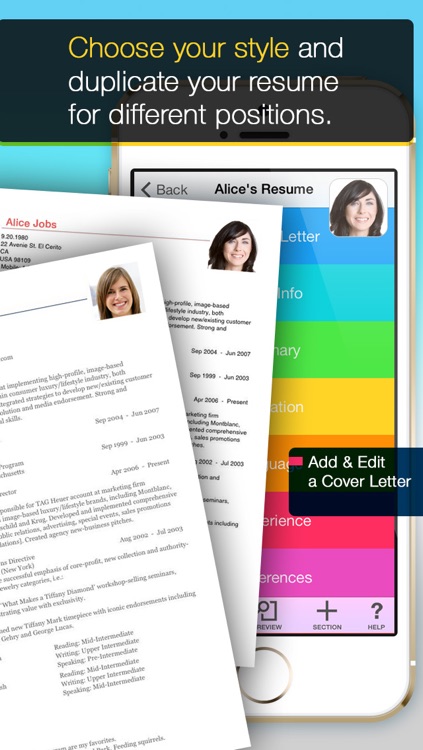Resume Mobile Pro - design & share professional PDF resume on the go