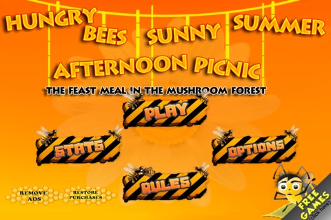 Hungry Bees Sunny Summer Afternoon Picnic : The Feast Meal in the mushroom forest Game - Free Edition screenshot 2