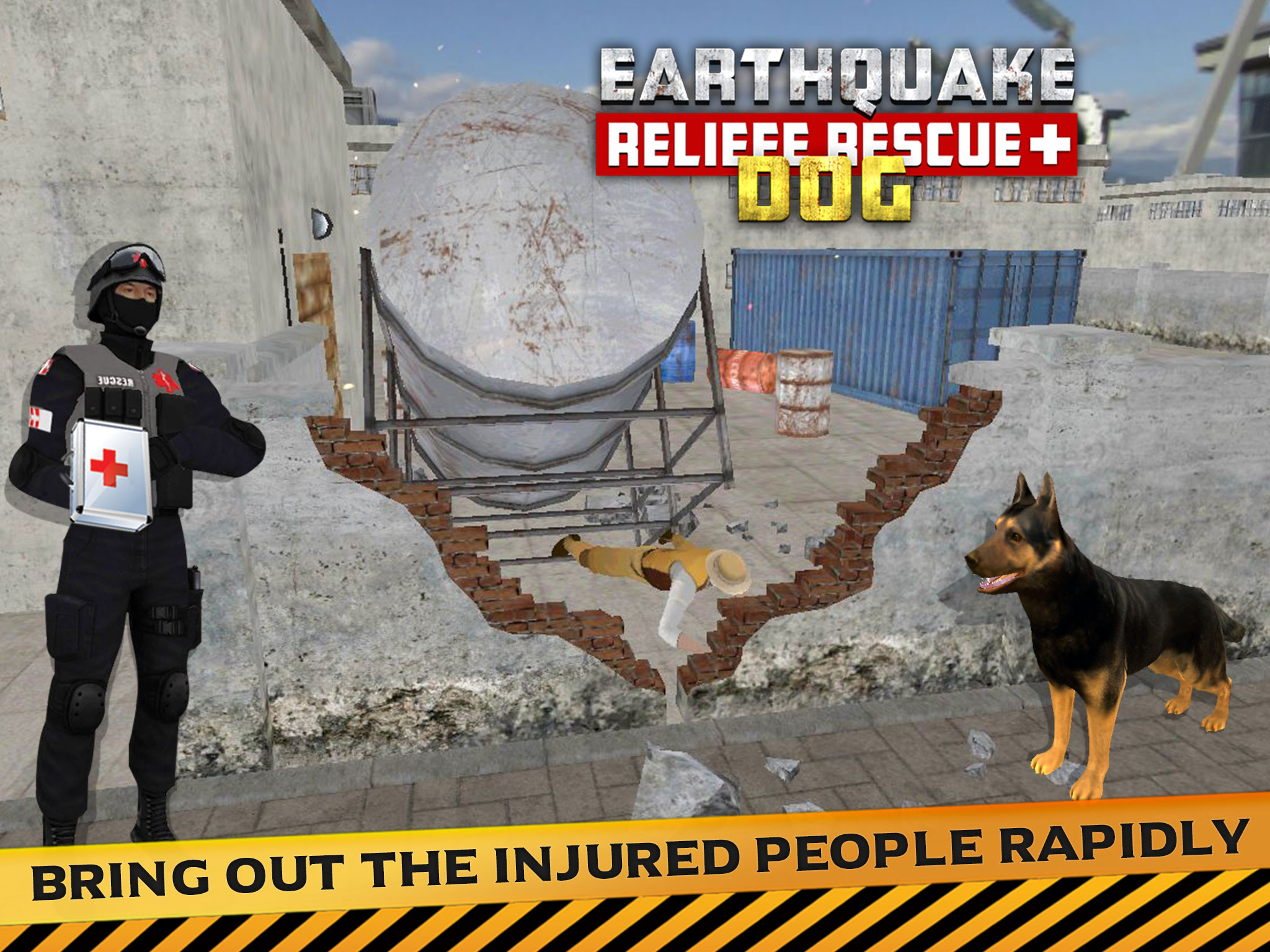 Earthquake Relief & Rescue Simulator : Play the rescue sniffer dog to Help earthquake victims.