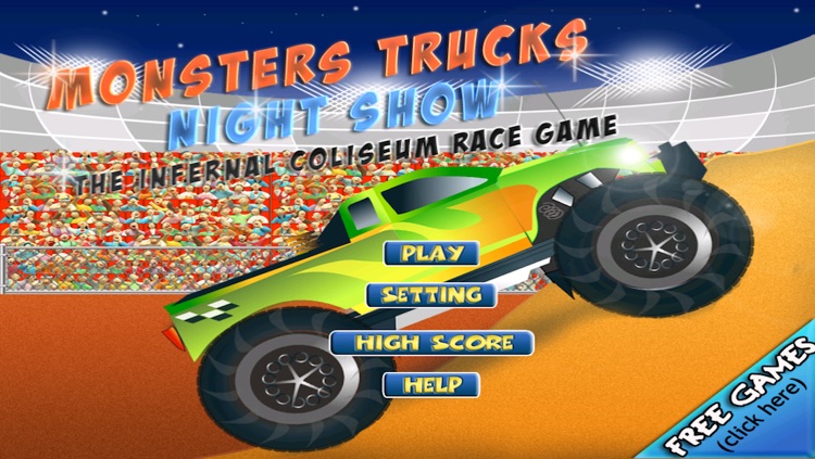 Monsters Trucks Night Show - The Infernal Coliseum Race game - Free Edition
