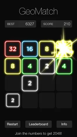Game screenshot GeoMatch - 2048 experience with glowing neon particle explosions apk