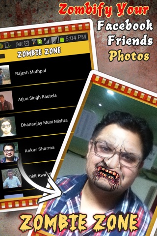 Zombie Zone - Scary Network of your Facebook Friends and horror Face booth ! screenshot 2