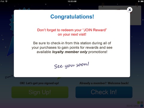 Echo Loyalty Rewards Program Check-In App screenshot 3