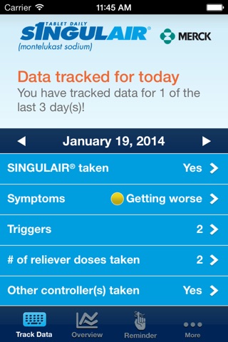 SINGULAIR® App screenshot 2