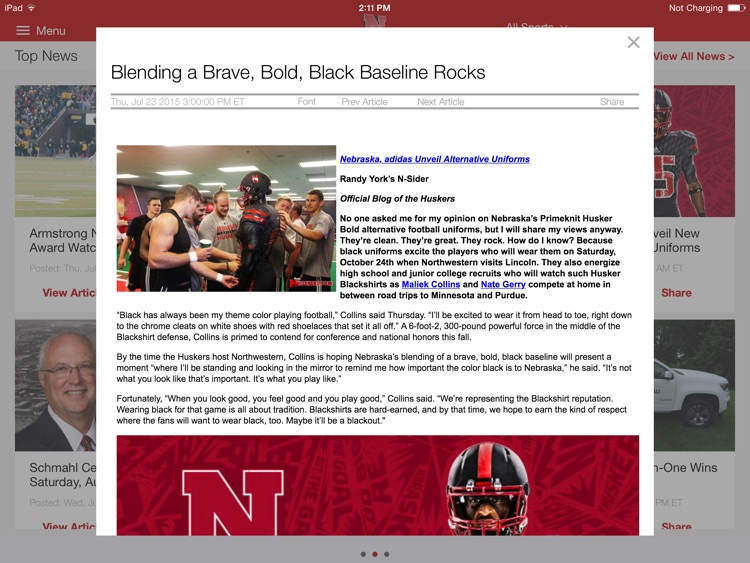 Nebraska Huskers for iPad 2015