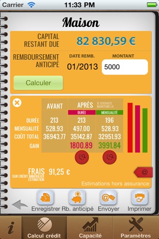 Mon Crédit - Tableau d'amortissement - Calcul de crédit immobilier, auto, conso... screenshot 3