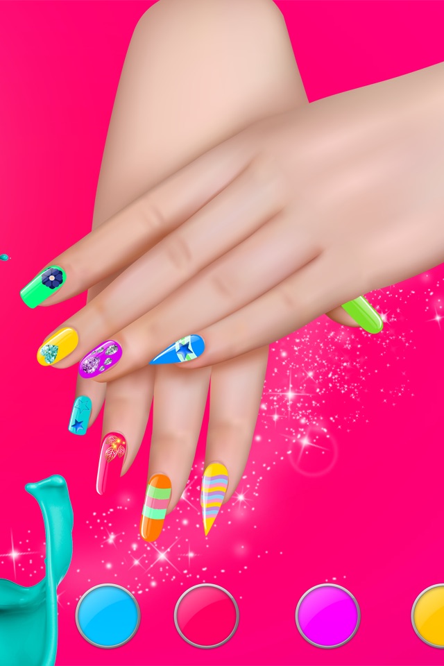 Manicure in Stylish Salon – Acrylic Nail Polish with Fancy Glow and Neon Design for Glamorous Girls screenshot 2