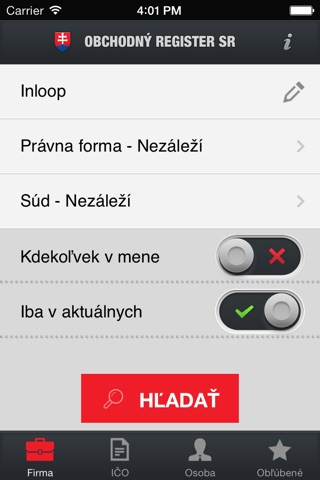 Obchodný register SR screenshot 2