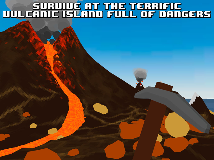 Pixel Volcano Island Survival Simulator 3D