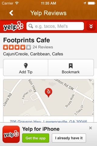 Footprints Cafe GA screenshot 3