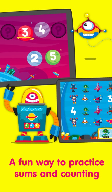 Robots & Numbers - games to learn numbers and practice counting, sums & basic maths for kids and toddlers (Premium)