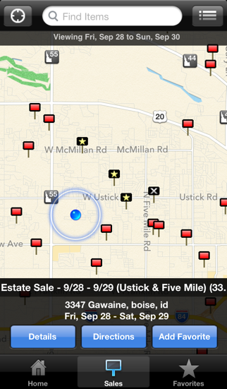 garage sales by map iphone screenshot 1