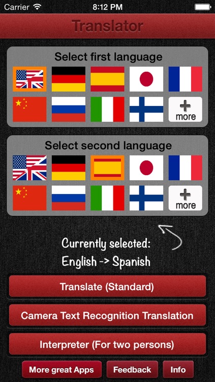 Voice Translator with speech recognition - Does translate understand and speak 29 languages like Spanish English Russian French Czech or German - Dictate and hear the app read its translation to study or exchange with foreign speakers like an interpreter