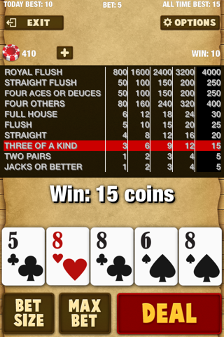 A Ancient Treasure Video Poker Card Game with Daily Bonus screenshot 4