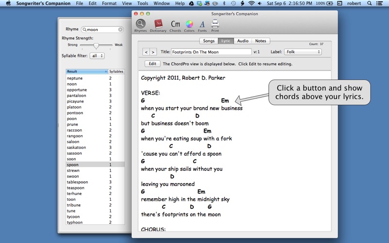 Screenshot #3 pour Songwriter's Companion