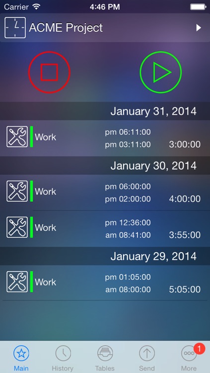 Time tracker - Live time Gold - timesheet