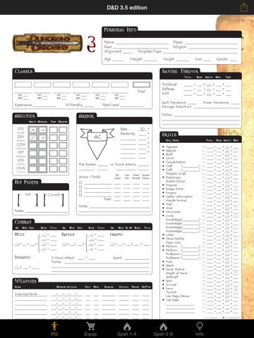 Screenshot #5 pour Real Sheet: D&D 3.5 Edition + Dice Table