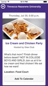 Trevecca Nazarene University Events screenshot #3 for iPhone