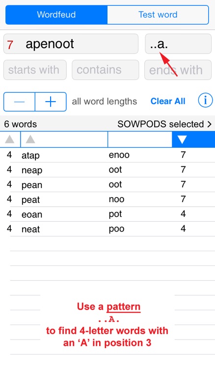 Words Finder Wordfeud/SOWPODS - find the best English words for Wordfeud, crossword and cryptogram