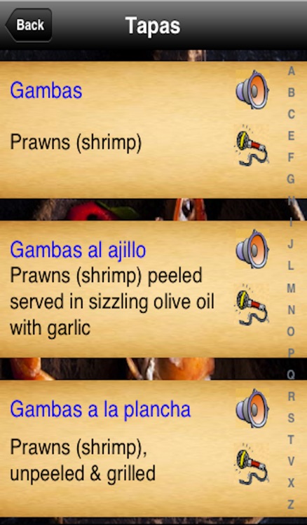 Tapas Menu