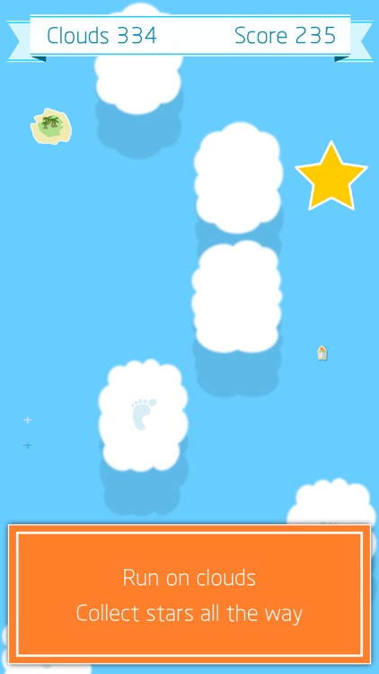 Run on Clouds above tropic stack sea and islands to climb and escape the chase of evil giants
