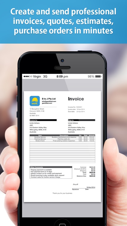 Contractor paperwork Pro - Create site diary, invoice, quote, estimate, PO, variation