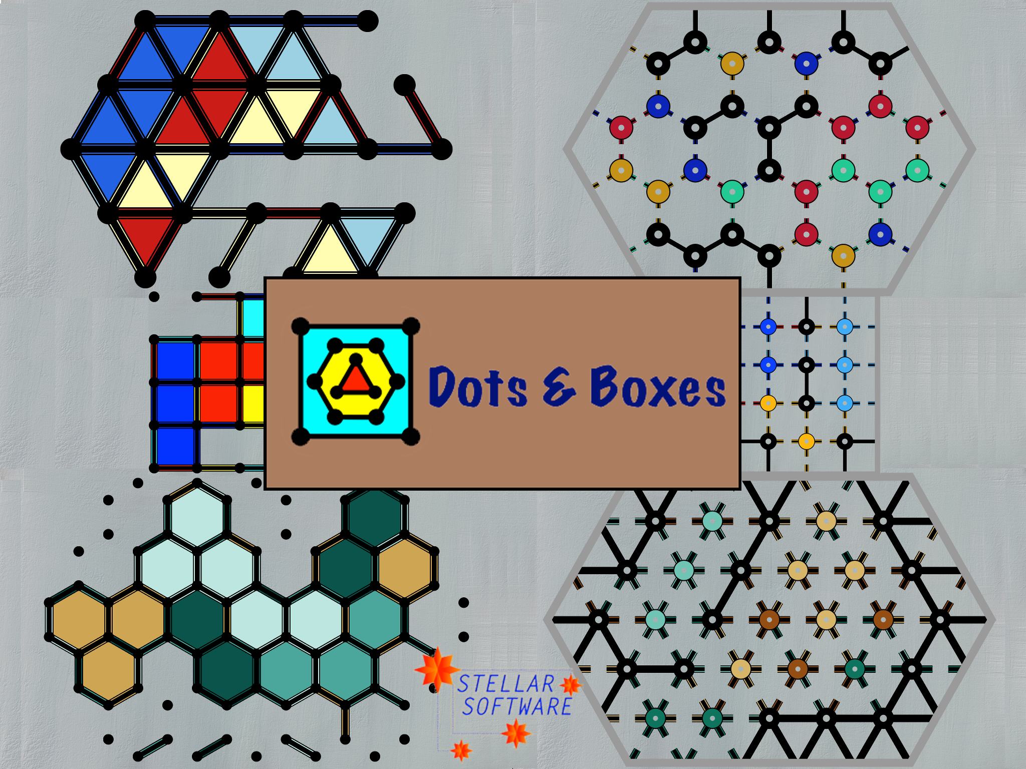 Dots & Boxes - with Triangles & Hexagons, Coins & Strings