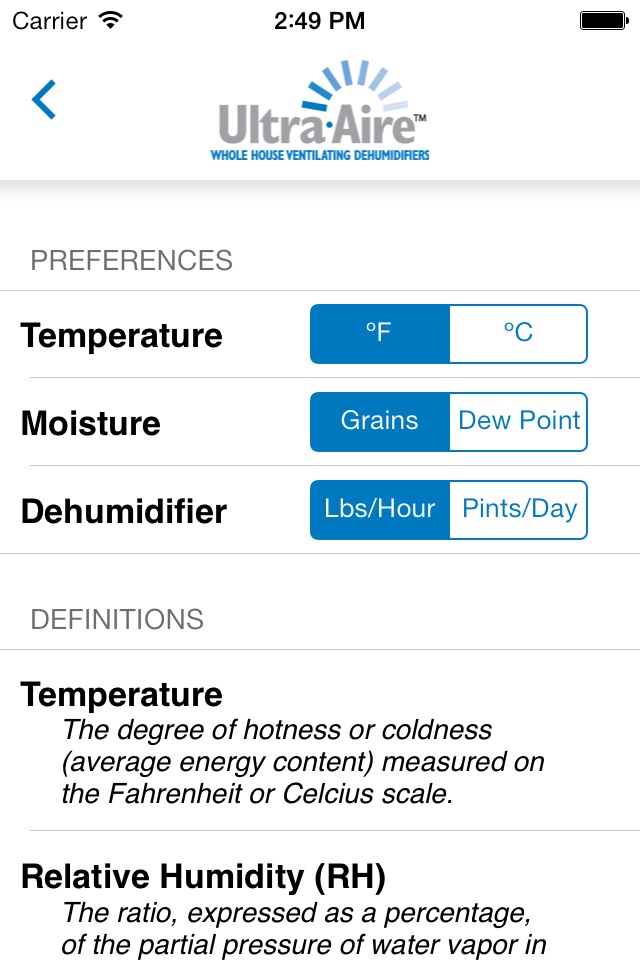 Ultra-Aire Psychrometric Calculator screenshot 3