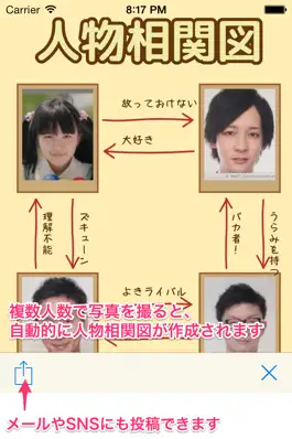 Game screenshot 相関図カメラ 〜自動で顔認識して人物相関図を作成する人気無料占いカメラ 合コンや飲み会で使えます〜 mod apk