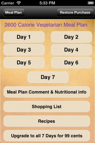 Meal Plans - Vegetarian 7 Day Meal Plans screenshot 2