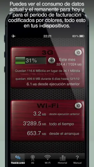 Captura de pantalla de Download Meter Para LTE/4G/G/ EDGE/ Wi-Fi - Reduce Tus Gastos En Internet Móvil en iPhone 1