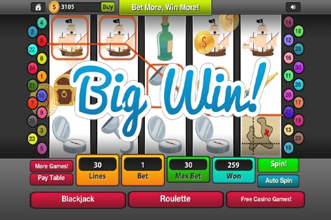 777 Lucky Pirates Gold Treasure Casino Slots Machine - Vegas Blackjack and Mega Roulette Jackpots,  Win Classic Slot screenshot 2