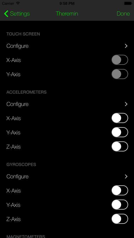 #1. Theremin (Motion Sensors and Touch Screen) (iOS) 由: zakk hoyt