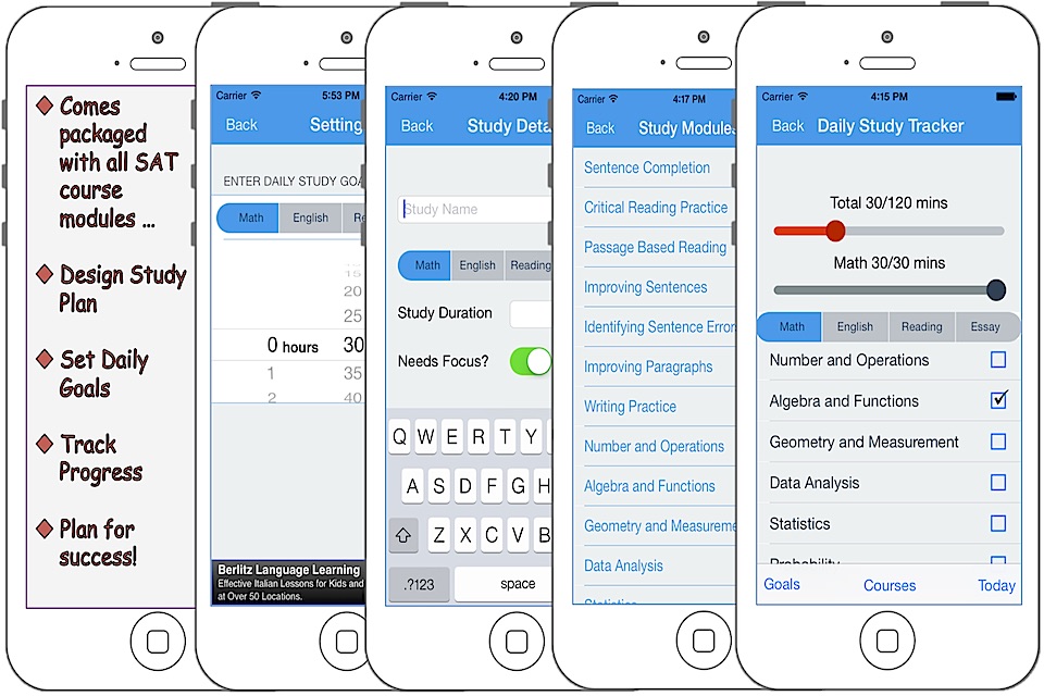 SAT Resource - Ace the SAT through study reminder, prep tracker and a pre packaged set of math, vocab, English, reading and essay topics! screenshot 2