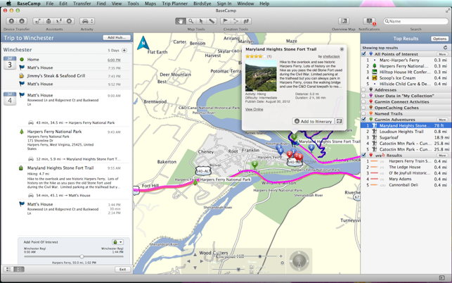 ‎Garmin BaseCamp Screenshot