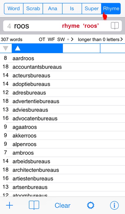 NL Woordvinder Nederlands/Dutch PRO - find the best words for crossword, Wordfeud, Scrabble, cryptogram, anagram, spelling and rhyme screenshot-4