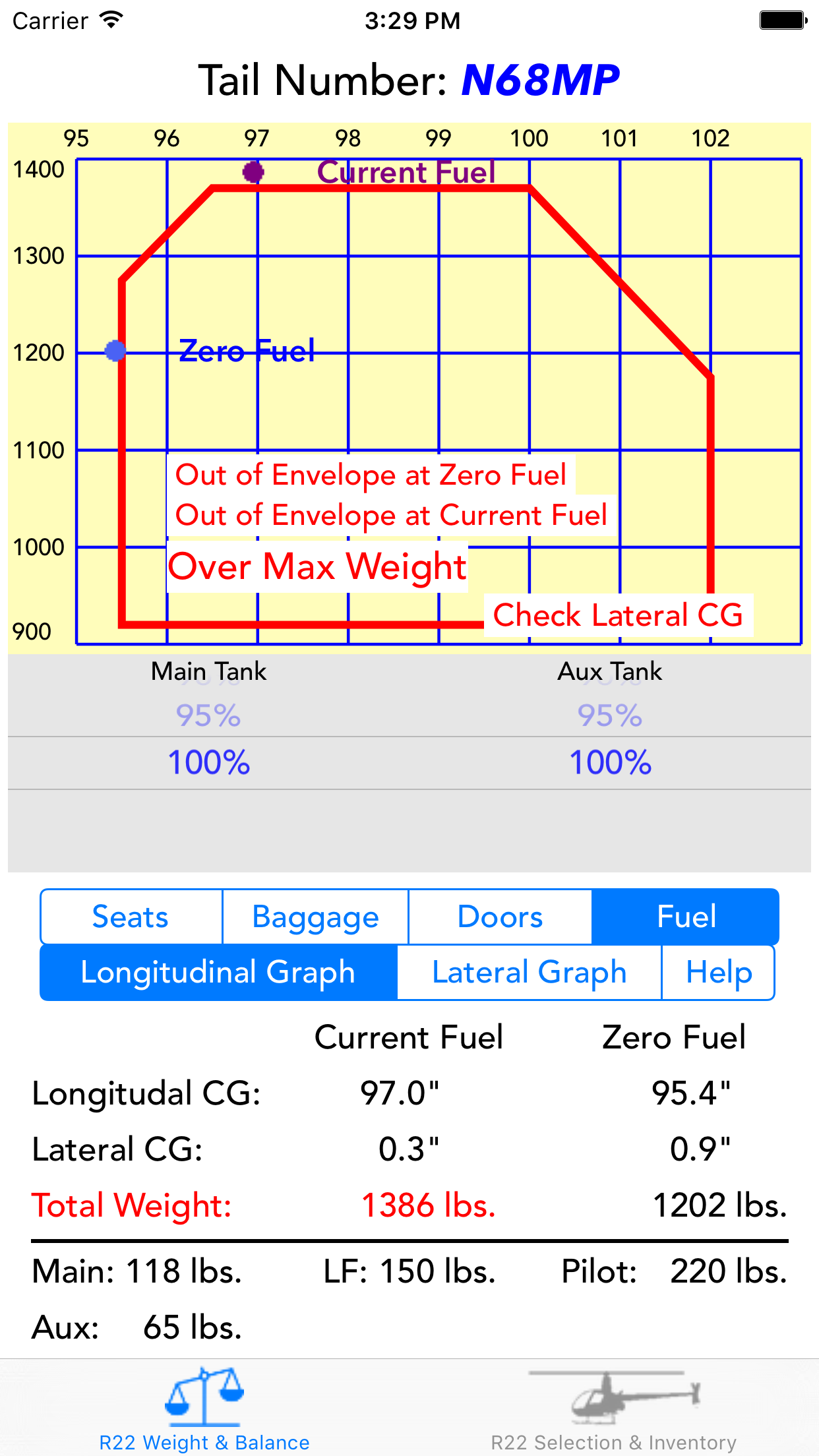 R22 Weight & Balance screenshot 2