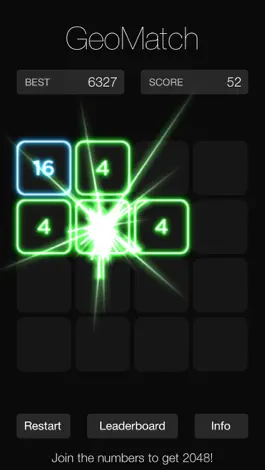Game screenshot GeoMatch - 2048 experience with glowing neon particle explosions hack