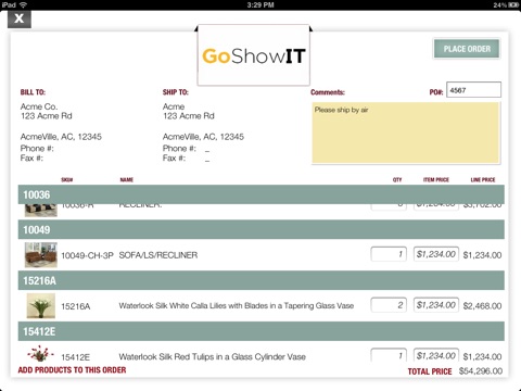 GoShowIt by FieldVision, Catalog & Order Taking App for iPad screenshot 3