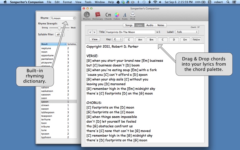 Screenshot #2 pour Songwriter's Companion