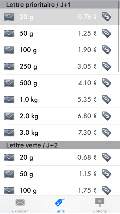 Screenshot #1 pour Calcul de vos tarifs d'affranchissement postaux : courriers et colis